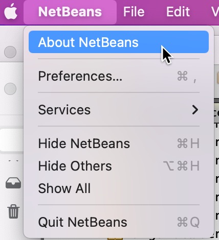About Netbeans menu