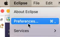 eclipse preferences menu